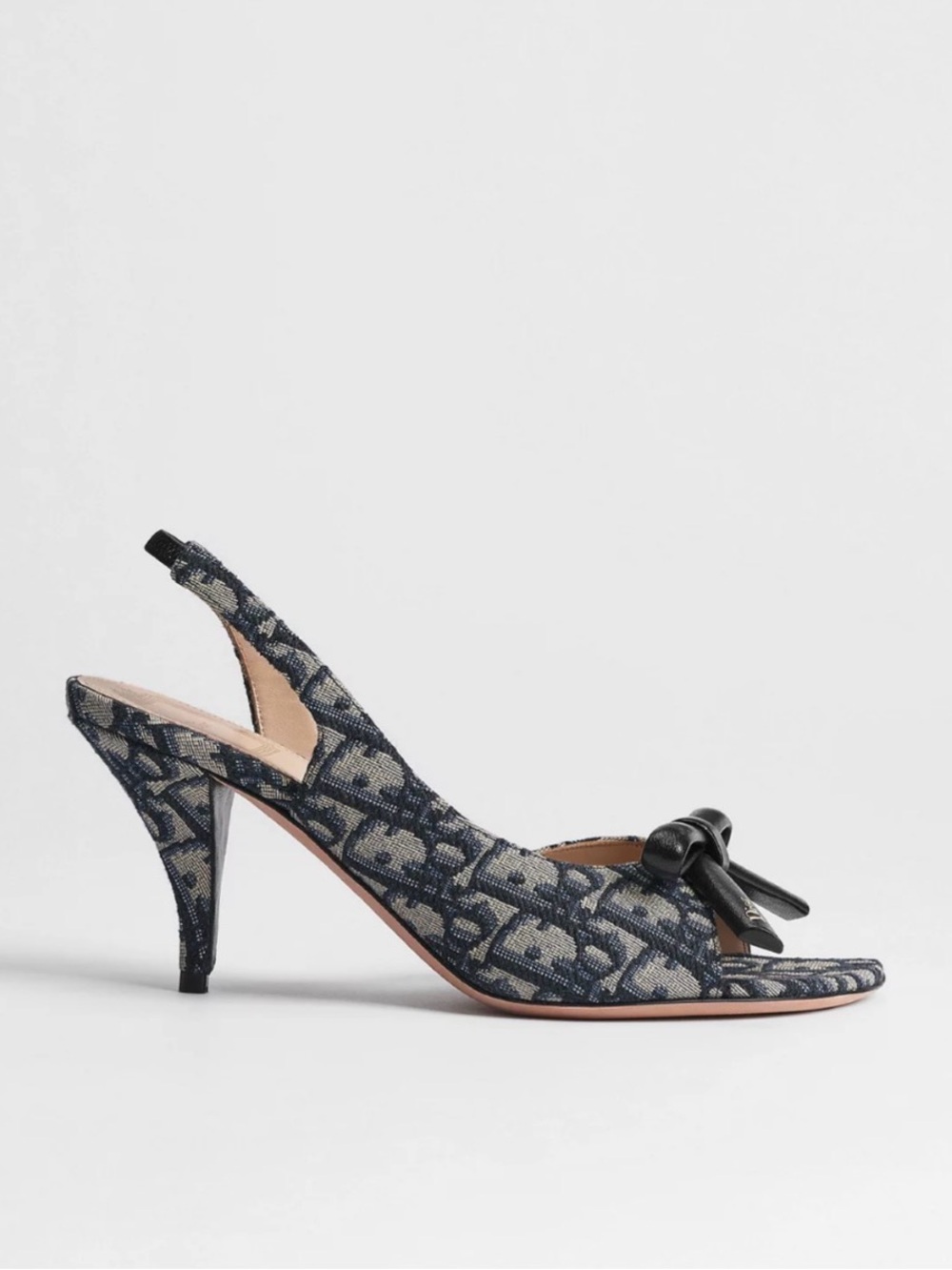 Dior Bow Heeled Slingback Sandal Bleu Marine